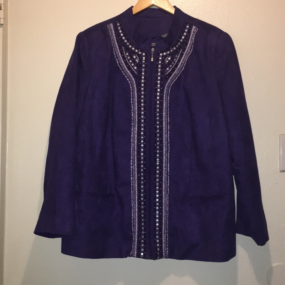 TanJay Purple Faux Suede Beaded Jacket